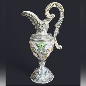 Vintage Mid Century ELPA Alcobaca Handpainted
Cherub Pitcher made in Portugal